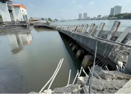 2024–05-13 湄南河堤坝部分垮塌 威胁民居寺庙